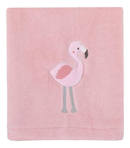 Nojo Tropical Flamingo Pink Plush Coral Fleece Baby Blanket 0
