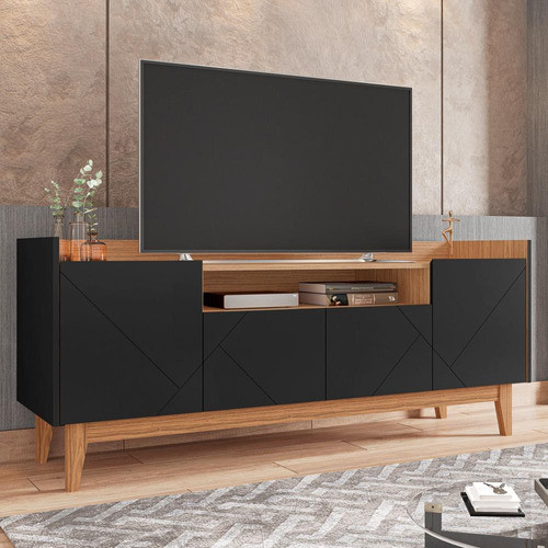 Rack Adria 4 Portas Preto Noce Casa D Móveis Sala 1