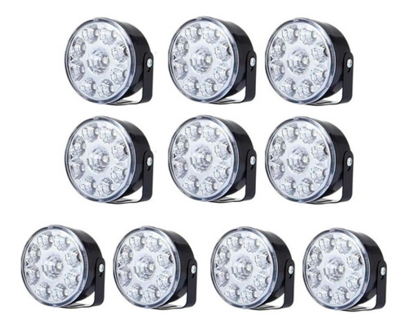Kit 10 Faros 9 Led Luz Auxiliar Reflector Accesorio Tractor 0