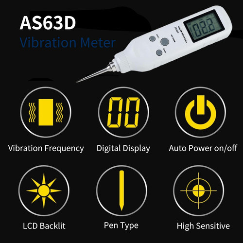Medidor De Vibraciones Portátil Con Pantalla Lcd Y 2 Sondas 1