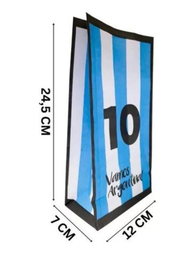 Bolsita De Papel Argentina Celeste Blanco 10 Candy Bar X10 1