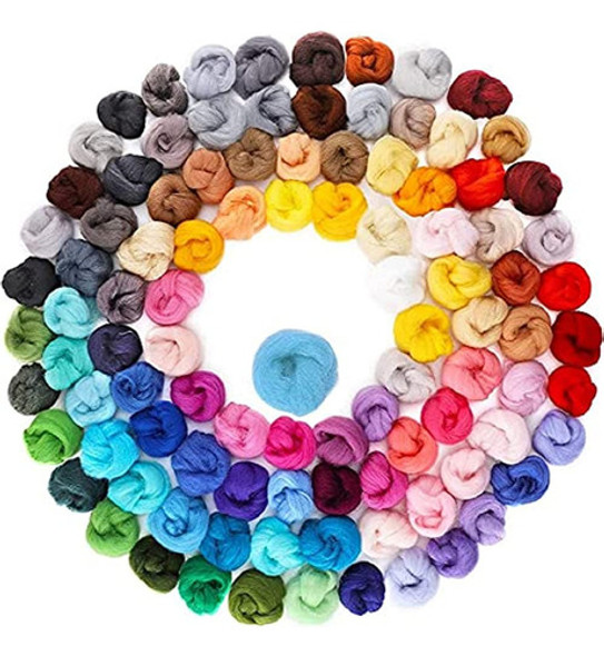 Habbi 100 Colors Needle Felting Wool - Fiber Wool Roving For 0