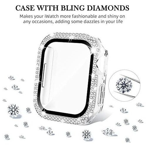 Protector Para Apple Watch Series 7 /8 41mm Clear Con Strass 1