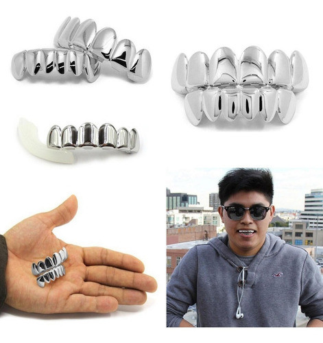 2017 Hip Hop Silver Plated Boca Caps Dientes Grills Top Bott 1