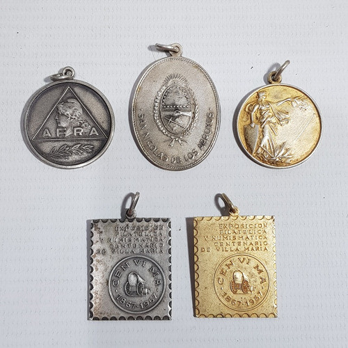 Antiguas Medallas Filatelia Plata Lote X 5 Mag 61335 0
