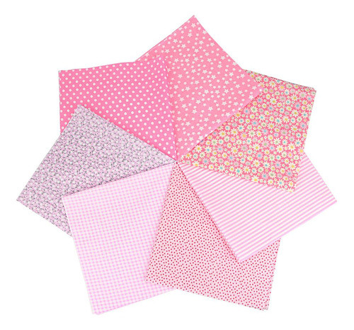 Set 7 Telas Patchwork 100% Algodon 25x25cm Rosados 0