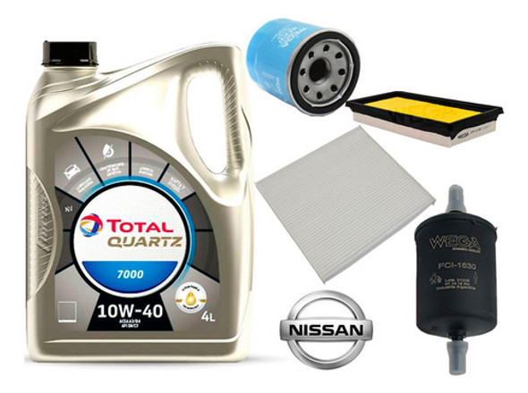Kit Filtros Nissan March Versa + Aceite Total 10w40 4l 0
