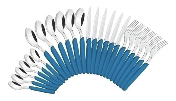 Juego De Cubiertos De Color Azul, Mod. Carmel, 24 Piezas - T 1