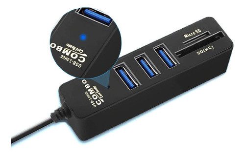Adaptador Hub Usb 3.0 3 Portas + Leitor Cartao Memoria Sd 1