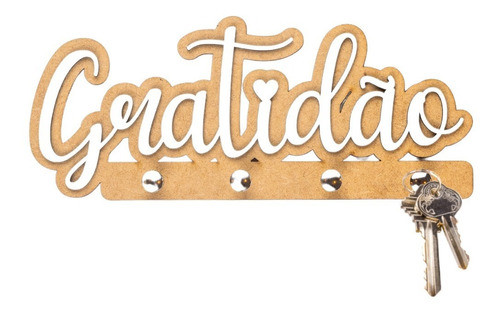 Palavra Gratidão Porta Chave Decorativo Parede Chaveiro Mdf 0