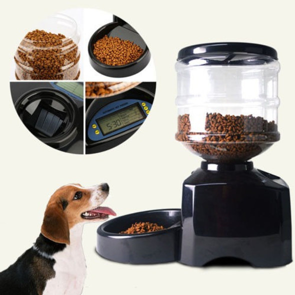 5.5l Color Negro Alimentador De Mascotas Automático Comida P 0