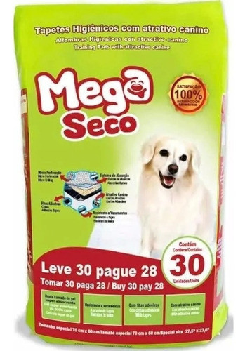 Tapete Higiênico Mega Seco C/ 30 Unidades Pet Feliz Limpeza! 0