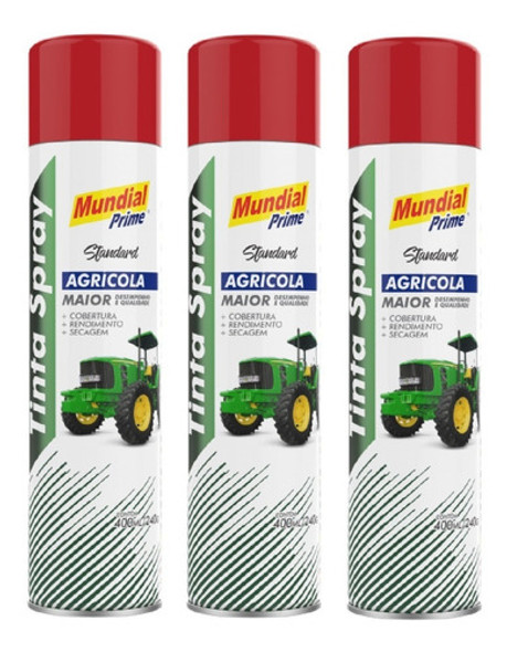 3 Lata Tinta Agrícola Vermelho Massey Ferguson Mundial 400ml 0
