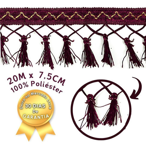 Pingente De Seda Tassel - Fita- Vinho C/20m- Nybc 1