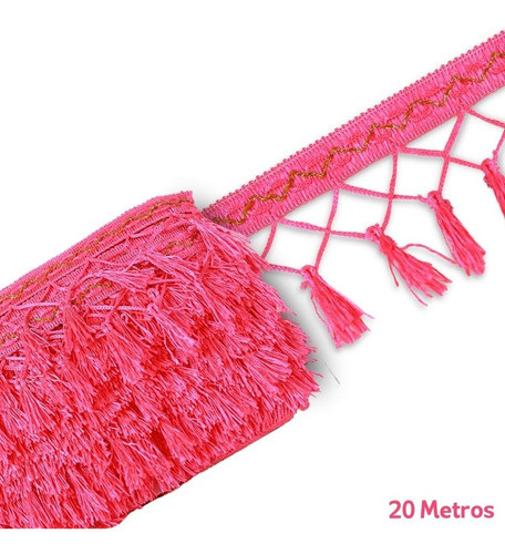 Pingente De Seda Tassel - Fita- Rosa Neon C/20m- Nybc 0