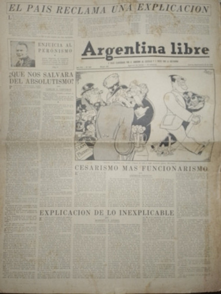 Diario * Argentina Libre * Del 19 De Sep Del Añom 1946 0