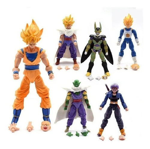 Boneco Dragon Ball Z Kit Com 6 Peças Goku Vegeta Articulado 0