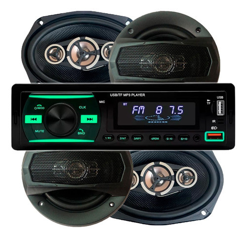 Estéreo Bluetooth Usb + Parlantes 6x9 PuLG + 5 PuLG Xline P 0