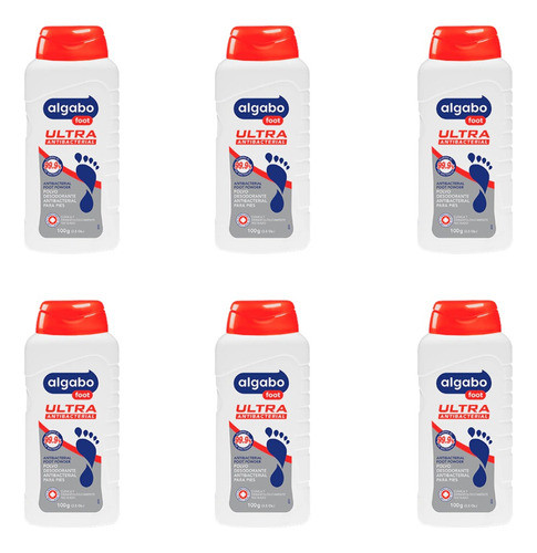 Desodorante En Polvo Talco Antibacterial Pies Algabo 100g X6 0