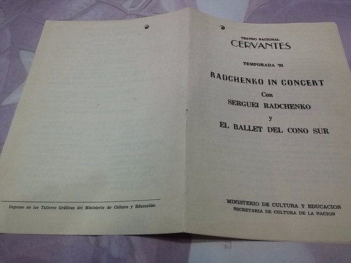 Programa Teatro Nacional Cervantes Radchenko In Concert1992 0