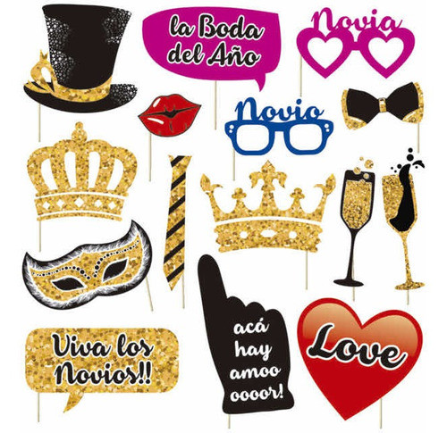 Props Para Fotos Sets Fotos Divertidas Fiesta Casamiento X15 0