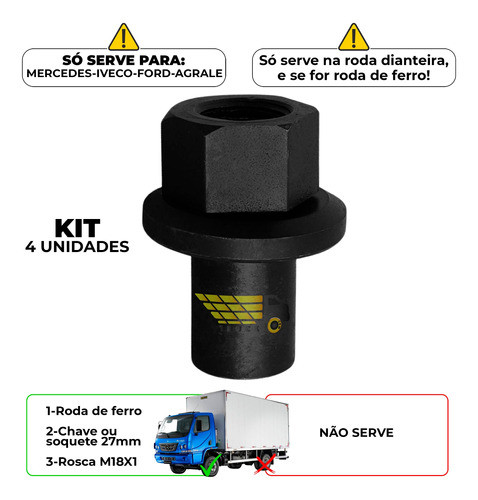 4 Porca Cent. Ch 27 M18x1,5 Dianteiro Ferro 1