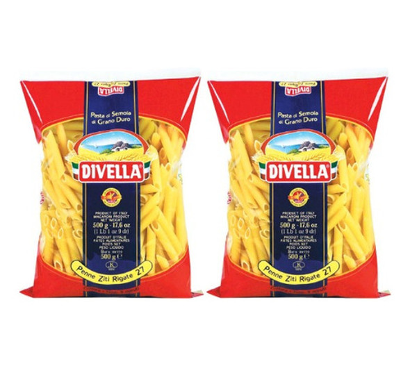 Pack X2 Fideos Divella Penne Ziti Rigate 500g 100% Italia 0