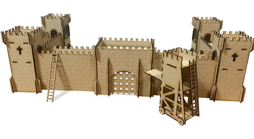 Castillo Fuerte Medieval Fibrofacil Mdf Apto Playmobil Unico 0