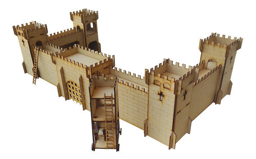 Castillo Fuerte Medieval Fibrofacil Mdf Apto Playmobil Unico 1
