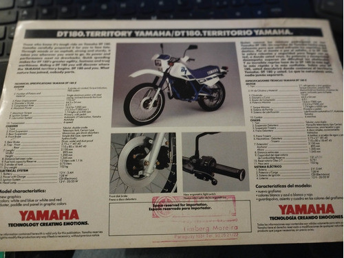 Folleto Catálogo Original Impreso Colección Yamaha Dt 180z 1
