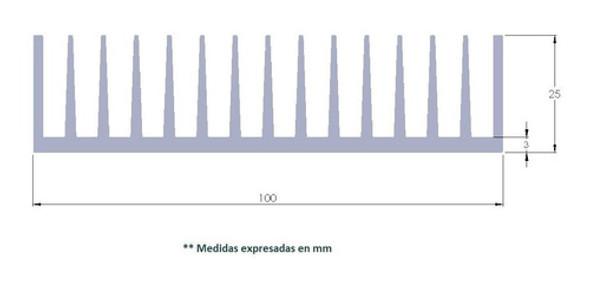 Disipador Aluminio Económico Indoor Led Grow 10 X 30 Cm 1