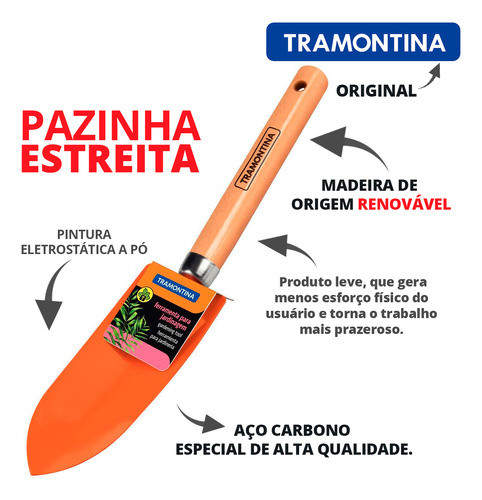 Kit 3 Pazinha Jardim Aço Pá Jardinagem Estreita Tramontina 1
