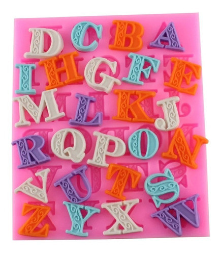 Molde De Silicone Alfabeto Letras Decoradas Para Decorar 0