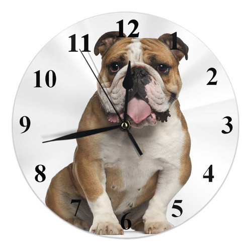 Hgod Designs Bulldog - Reloj De Pared Redondo, Divertido Bul 0