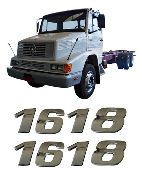 Par Emblema Caminhão Mb 1618 Adesivo Cromado Lateral (2pç) 0