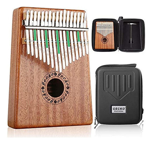 Gecko Kalimba Thumb Piano 17 Teclas, Madera De Caoba Portabl 0