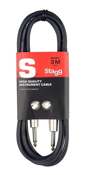 Cable Guitarra Bajo Plug Plug 3 Metros Stagg Sgc3dl 1