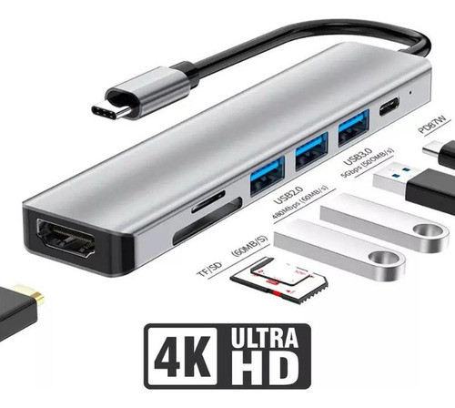 Adaptador Hub Para Mac-book Air M1 M2 Dex Usb-c Hdmi 4k 0