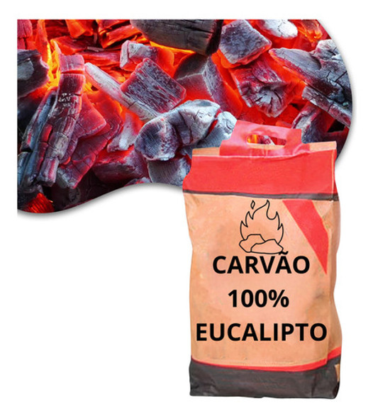 Carvão Vegetal Churrasco Eucalipto 100% Ecologico 4kg 0