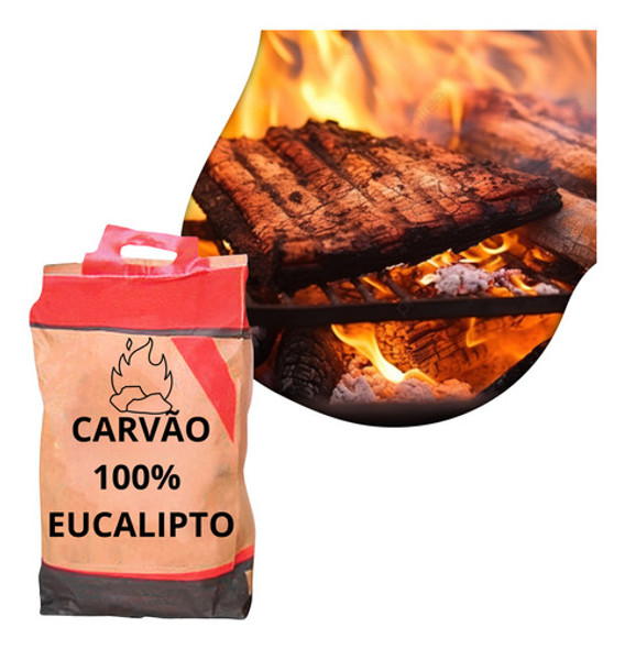 Carvão Vegetal Churrasco Eucalipto 100% Ecologico 4kg 1