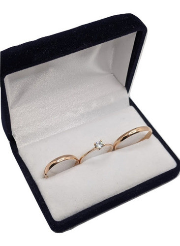 Alianzas Y Cintillo En Oro 9k De 3mm  Estuche Y Grabado 0