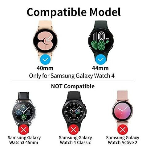 2 Fundas Negras + 2 Vidrios Templados 9h Galaxy Watch 4 44mm 1