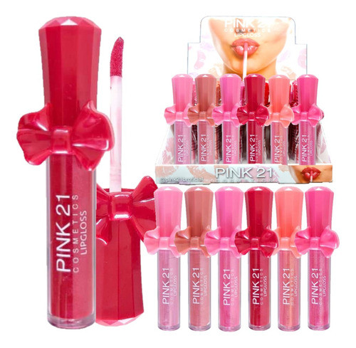 24 Lip  Gloss Lacinho Cs3684 - Box Pink 21 Atacado Sj 0