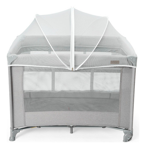 Berço Infantil Portátil Cercado 0-15kg Cinza Lazy Maxi Baby 0