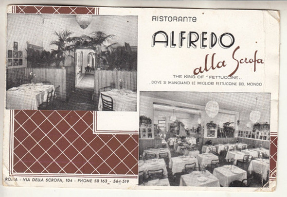 Postal Ristorante Alfredo Alla Scrofa Roma Italia Fettuccine 0