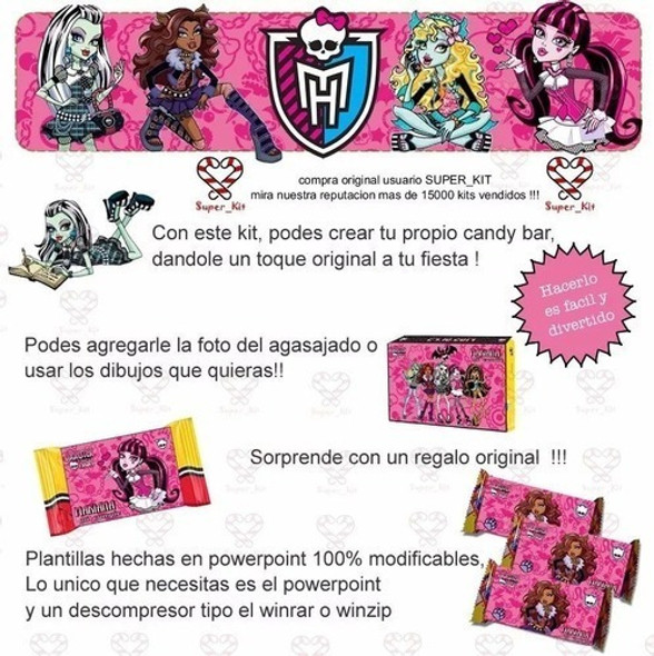 Kit Imprimible Monster High -  Candy Bar Cumpleaños 1 Kit Imprimible Monster High -  Candy Bar Cumpleaños 1