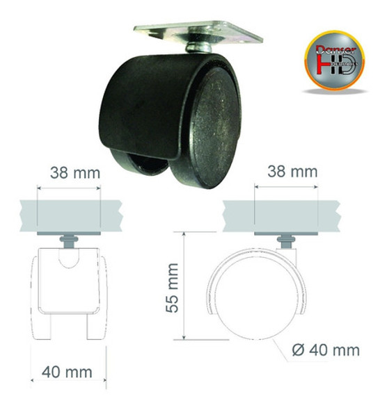 Rueda Plastica Muebles 40mm Giratorias 10kg X50 1