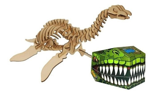 Dinosaurio Plesiosaurus Armar Esqueleto Madera Puzzle 3d 0