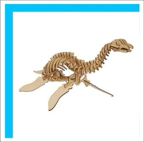Dinosaurio Plesiosaurus Armar Esqueleto Madera Puzzle 3d 1