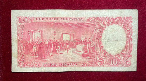 Billete 10 Pesos Moneda Nacional 1950 Bottero 1940 Serie B 1